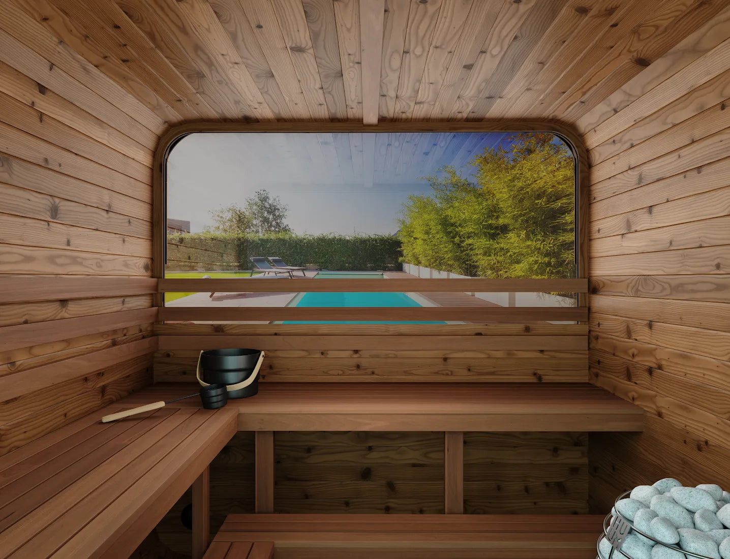 6 Person Thermory Square Sauna No 40 with Terrace & Window