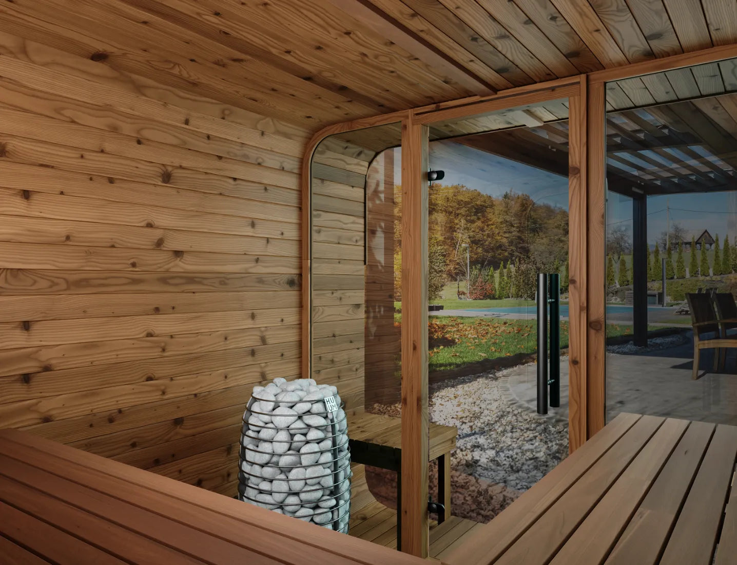 6 Person Thermory Square Sauna No 40 with Terrace & Window