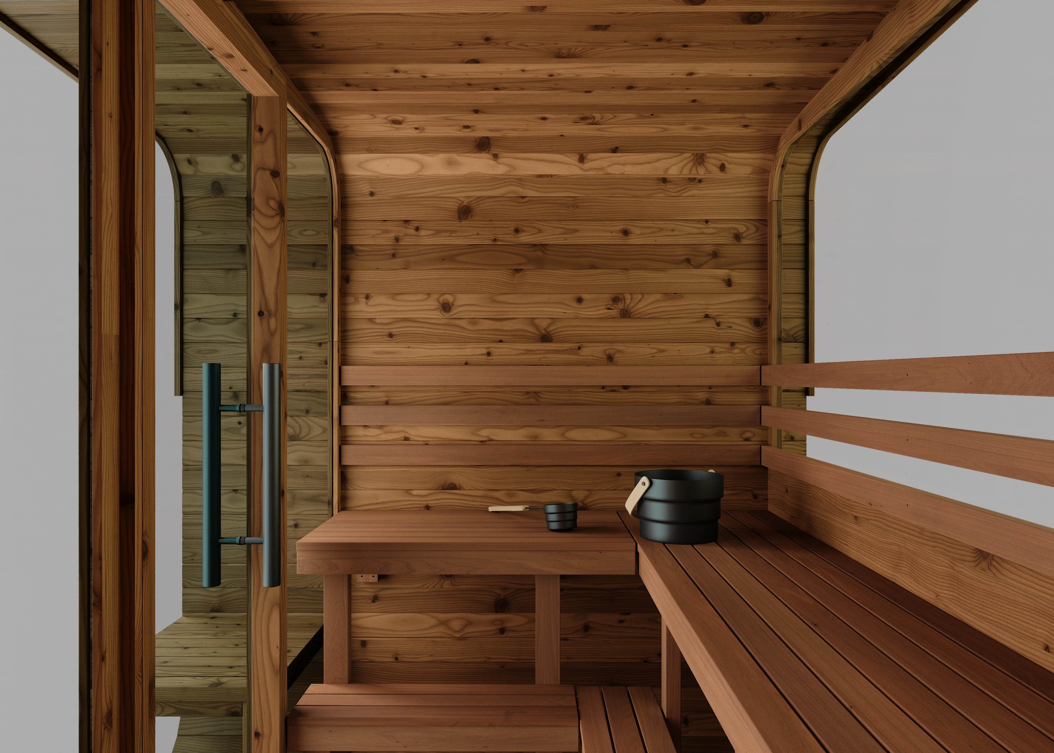 3-4 Person Thermory Square Sauna No 42 with Terrace & Window