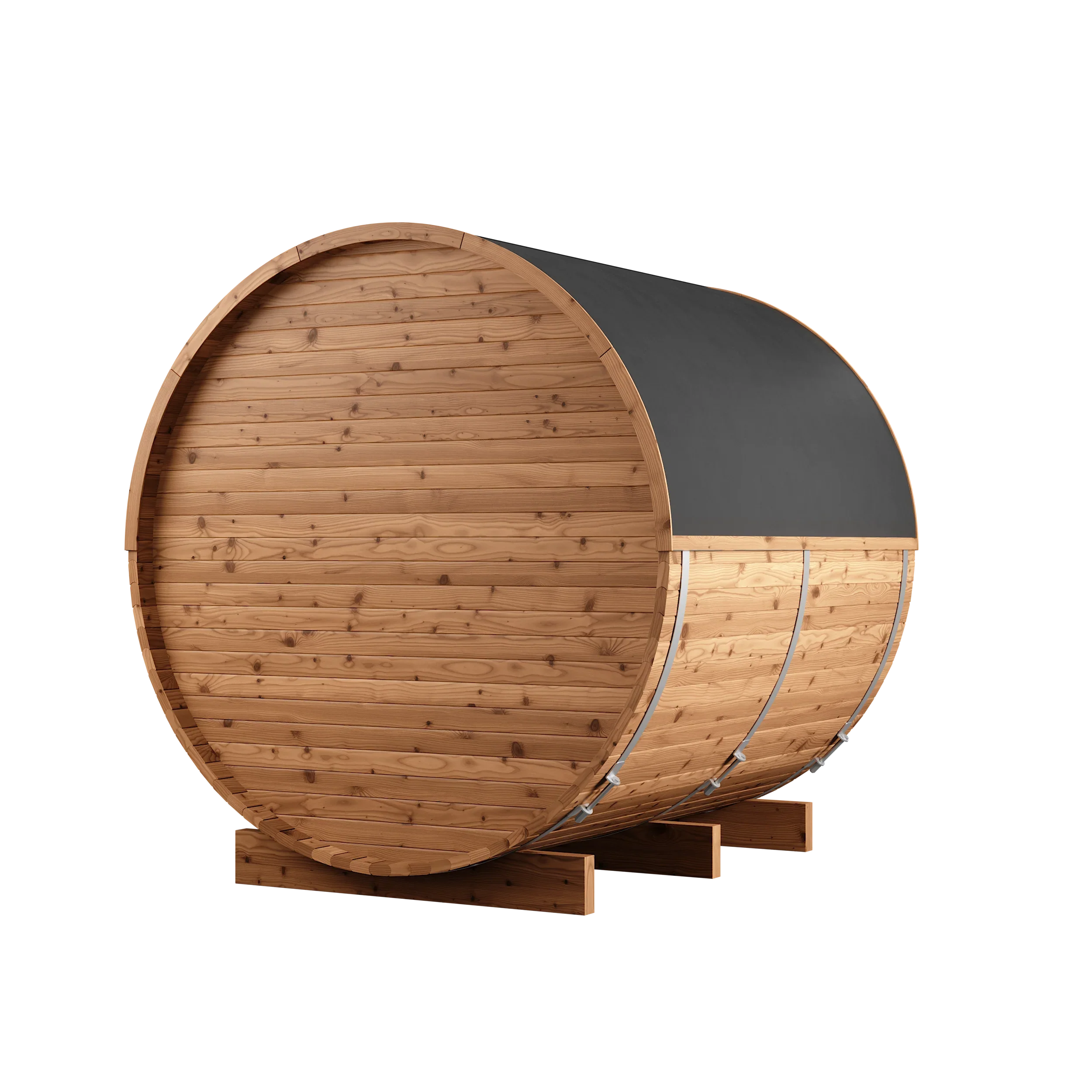 4 Person Thermory Barrel Sauna No. 61 (with porch - 7.3ft diameter)