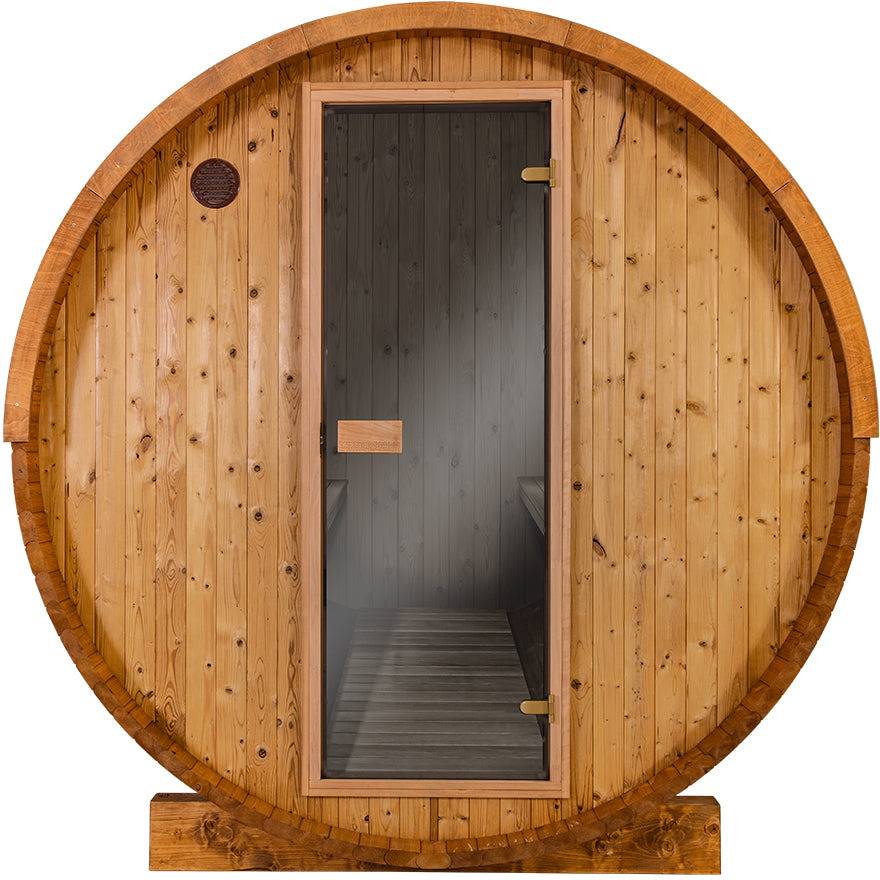 6 Person Thermory Barrel Sauna No. 63 (no window 7.3ft diameter)