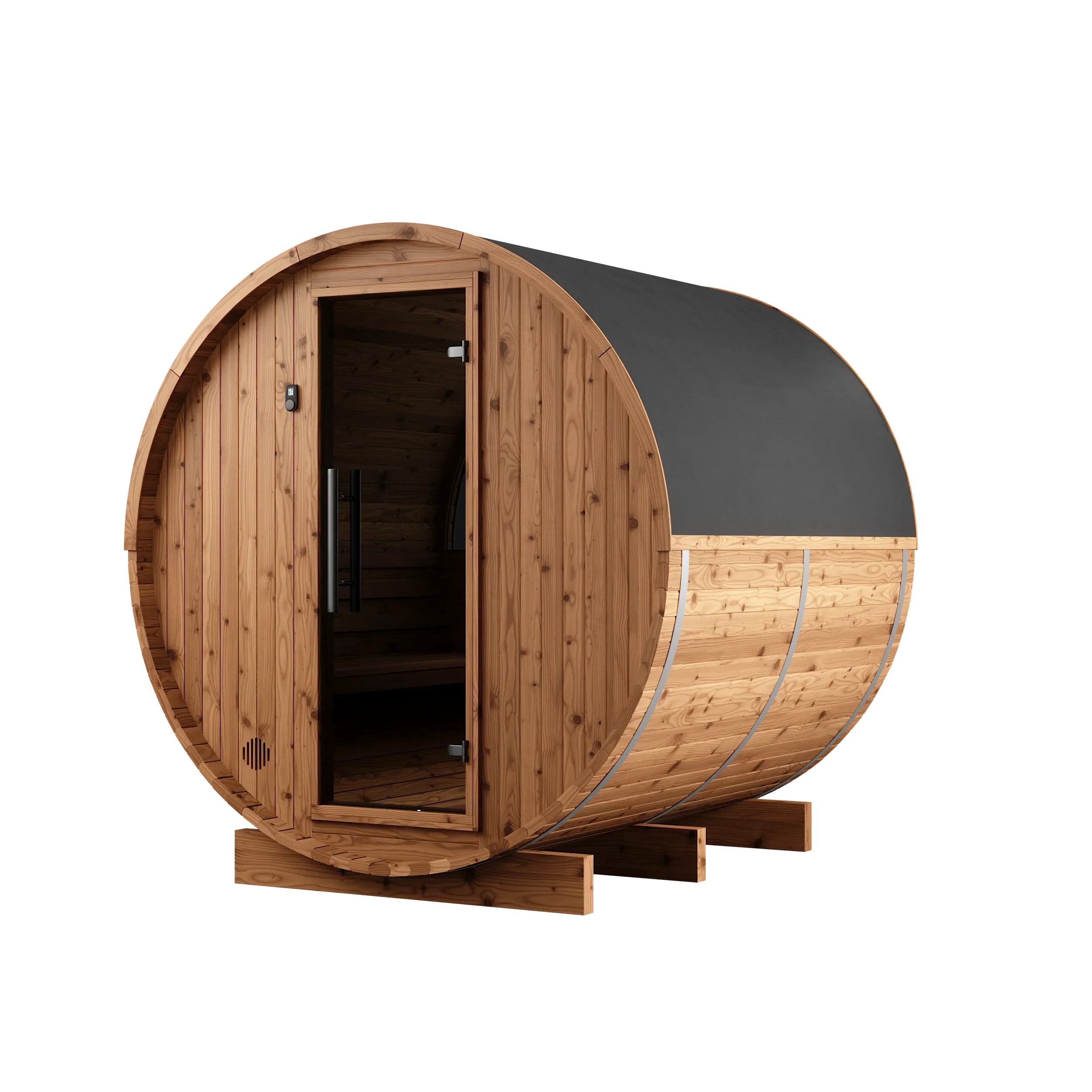 6 Person Thermory Barrel Sauna No. 63 (no window 7.3ft diameter)