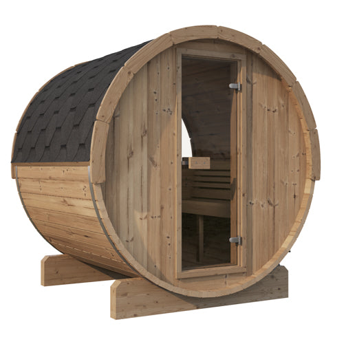 SaunaLife Model E7W ERGO Barrel Sauna (4 Person with Addition)