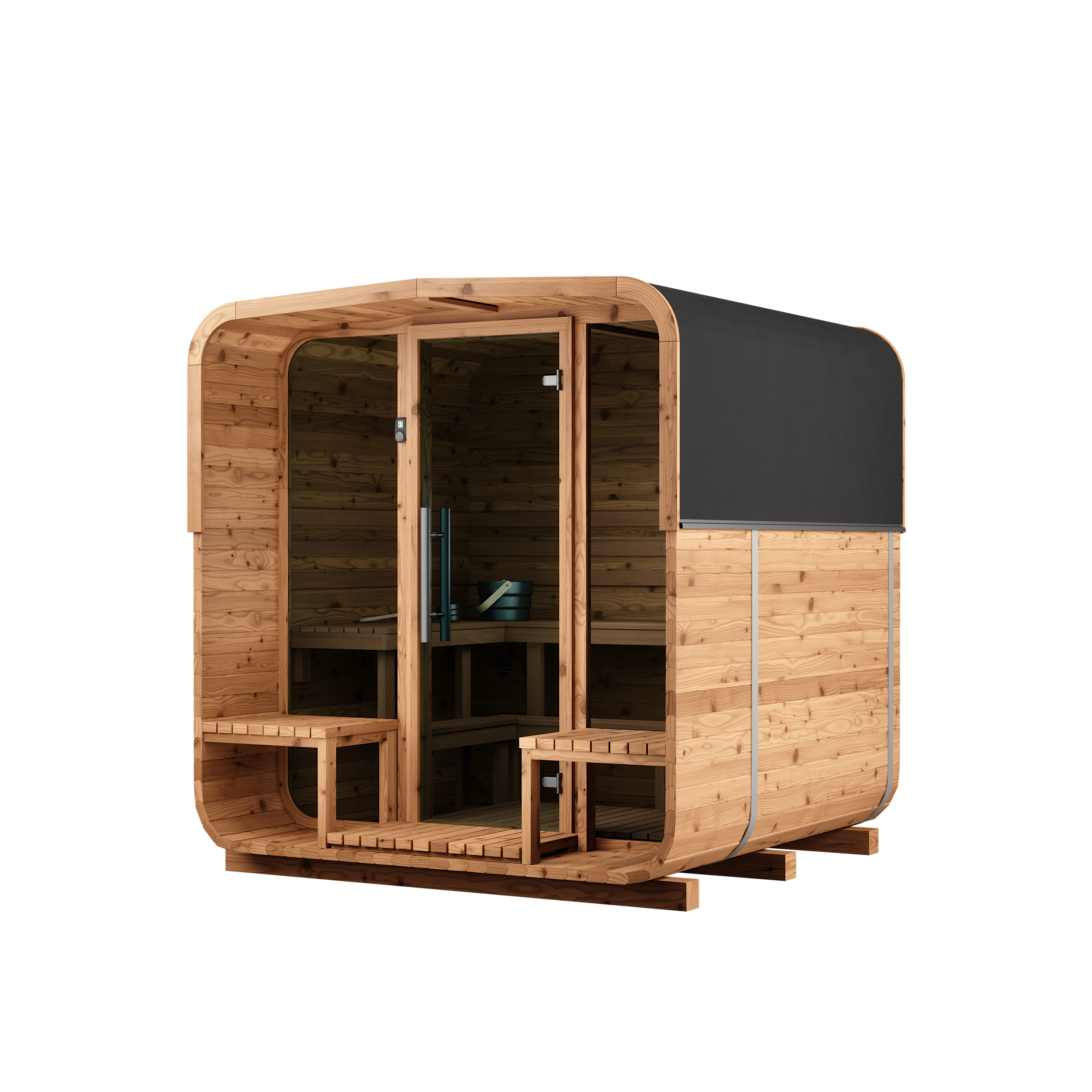 Thermory® Square Outdoor Sauna No. 43 with Terrace – 3 to 4 Person