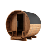 4 Person Thermory Barrel Sauna No. 60 (w/ porch & window - 7.3ft diameter)