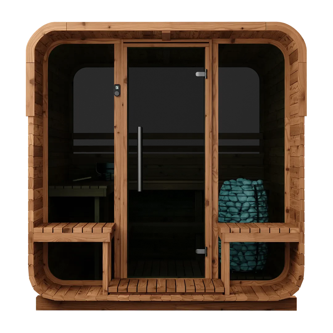 6 Person Thermory Square Sauna No 40 with Terrace & Window