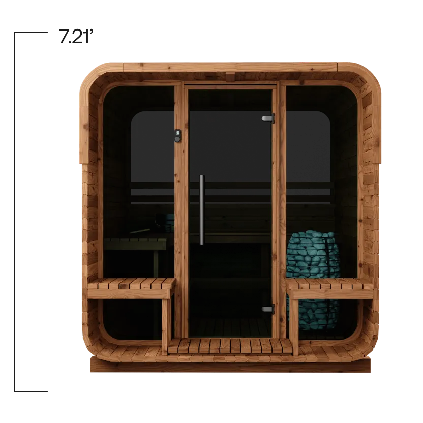 6 Person Thermory Square Sauna No 40 with Terrace & Window